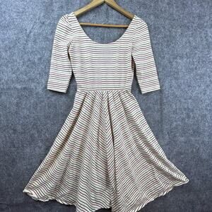 Vintage Hirshies Dress Small Stretch Rainbow Stripes Play Retro 70s Open Back